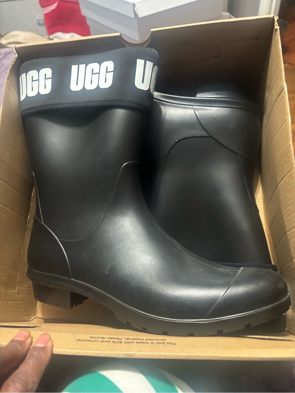UGG Black Logo Cuff Waterproof Rain & Snow Boots
